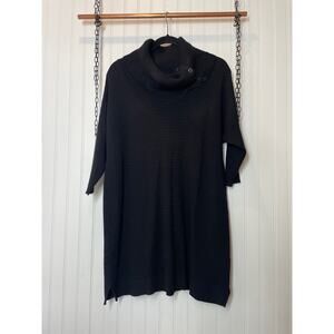 White House Black Market Black Turtle Neck Sweater Tunic Short Sleeve Size S
